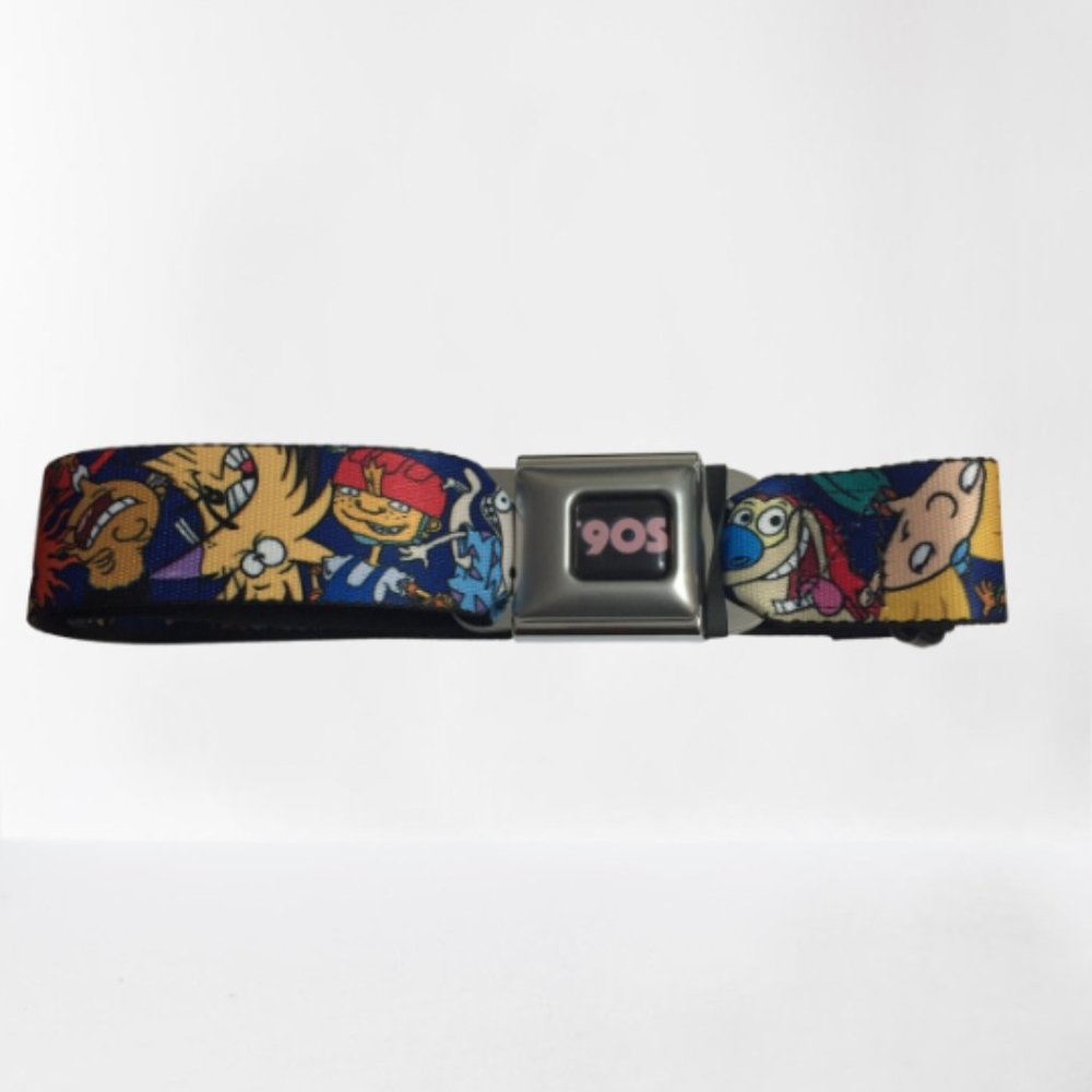 💲90's Nickelodeon Nostalgia Seatbelt Buckle Adult Unisex Belt (Faces You Know)